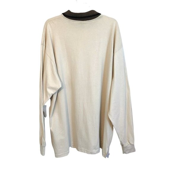 NWT Vintage Ash City Long Sleeve Polo Shirt CAW Logo Mens 2 Xlg Beige - Picture 2 of 10
